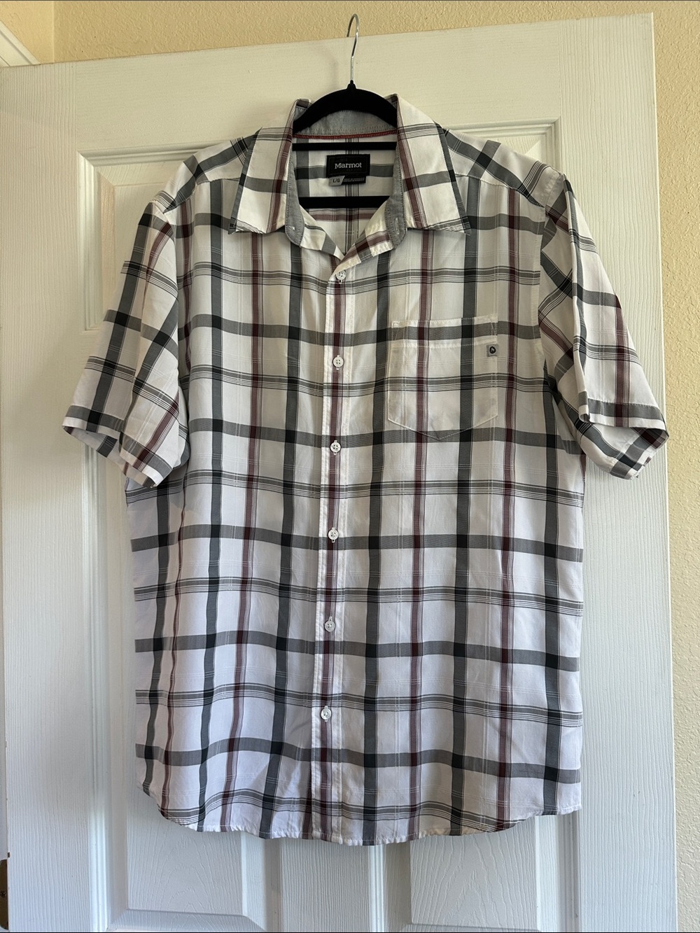 Marmot Men’s Short-Sleeve Plaid Button-Up Shirt - White, Gray & Brown